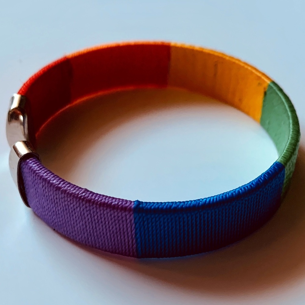 🏳️‍🌈 Rainbow Silk Thread Open Cuff Bracelet